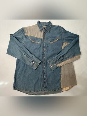 Vintage Martini Ranch Two Tone Denim Western Shirt XL Patchwork